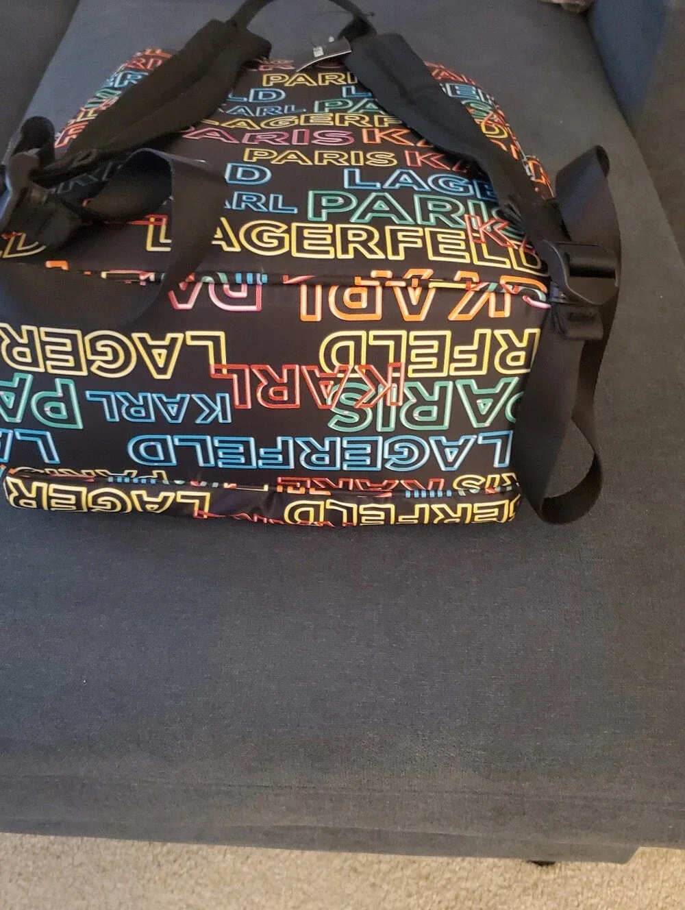 Karl Lagerfeld Black Multi-Color Logo Backpack